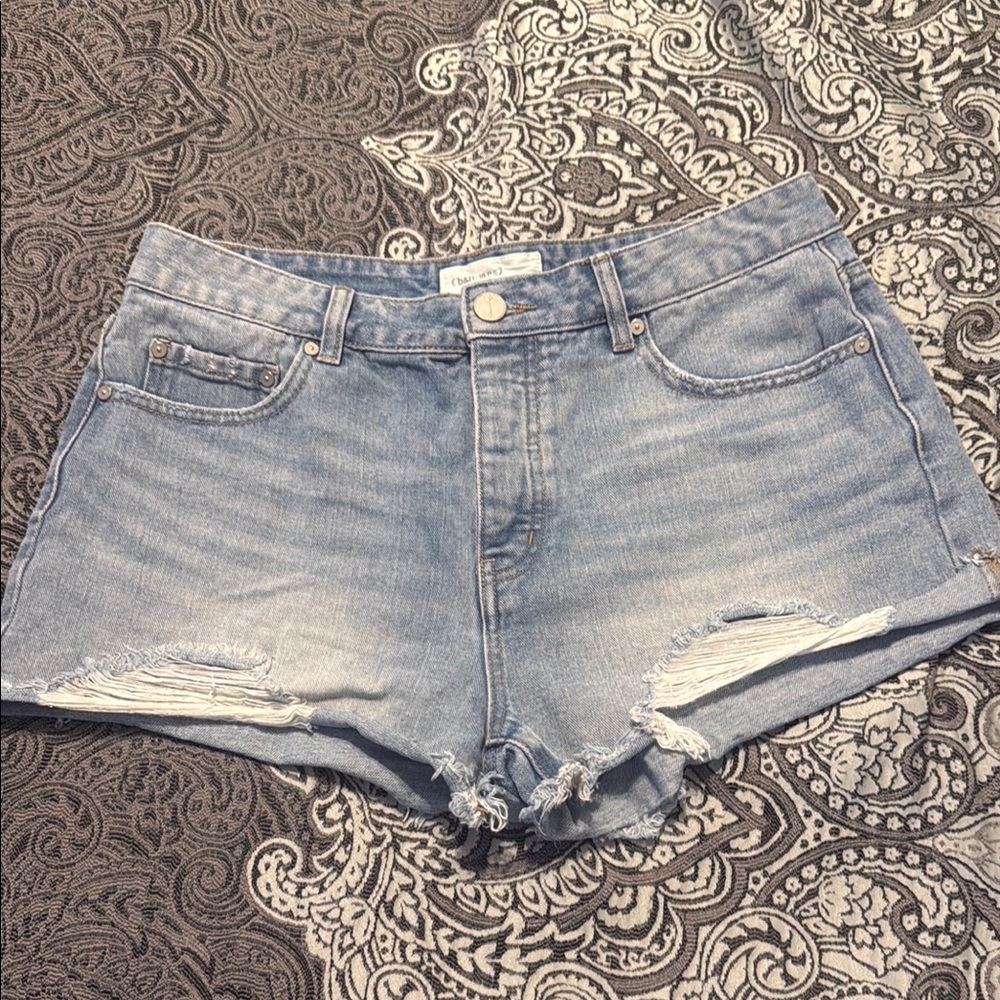 Blue Jean Shorts Distressed Cut-Off Style
